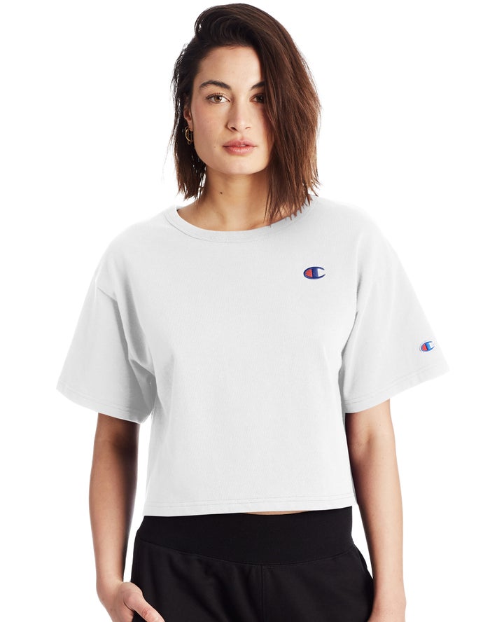 Camiseta Champion Mujer - Heritage Cropped C Logo ( Blancas ) 3904682-QC